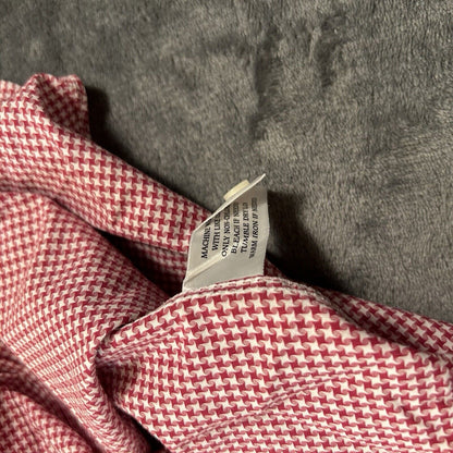 Neiman Marcus Shirt Mens 16.5 32.33 Red White Houndstooth Button Up Long Sleeve
