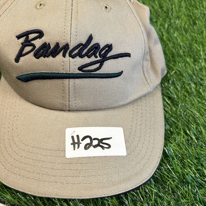 Vintage Bandag Hat Cap Mens Strapback Tan Black Logo Retro Y2K K-Products Usa