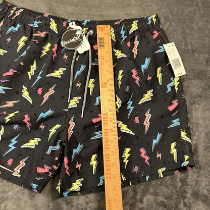 Boardies Board Shorts Mens Extra Large 34" Black Zaps Neon Swim Drawstring NEW