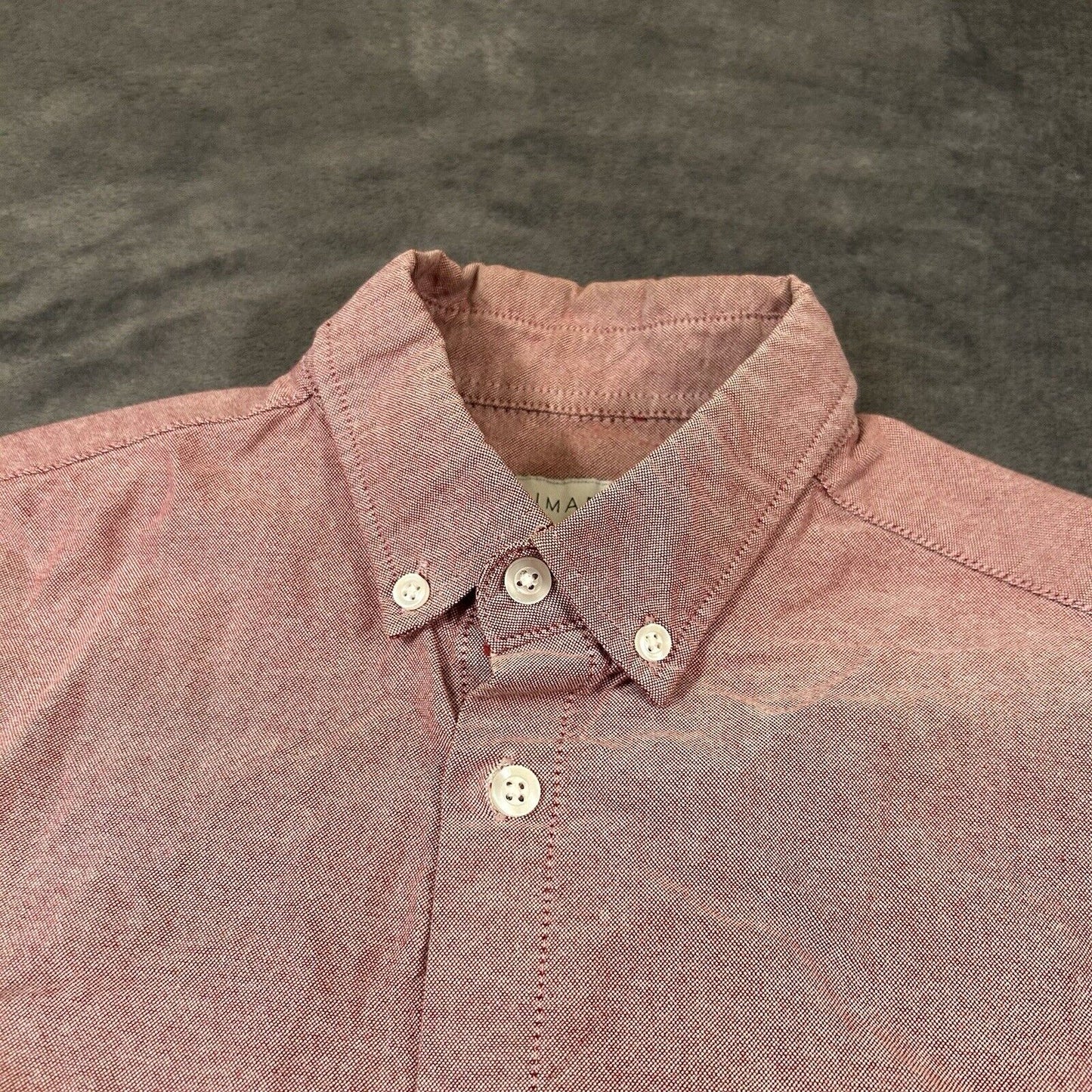 Primark Shirt Mens Medium Red Button Up Long Sleeve Slim Fit 15.5 Work Casual