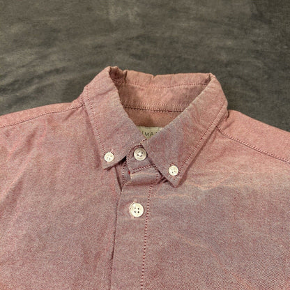 Primark Shirt Mens Medium Red Button Up Long Sleeve Slim Fit 15.5 Work Casual