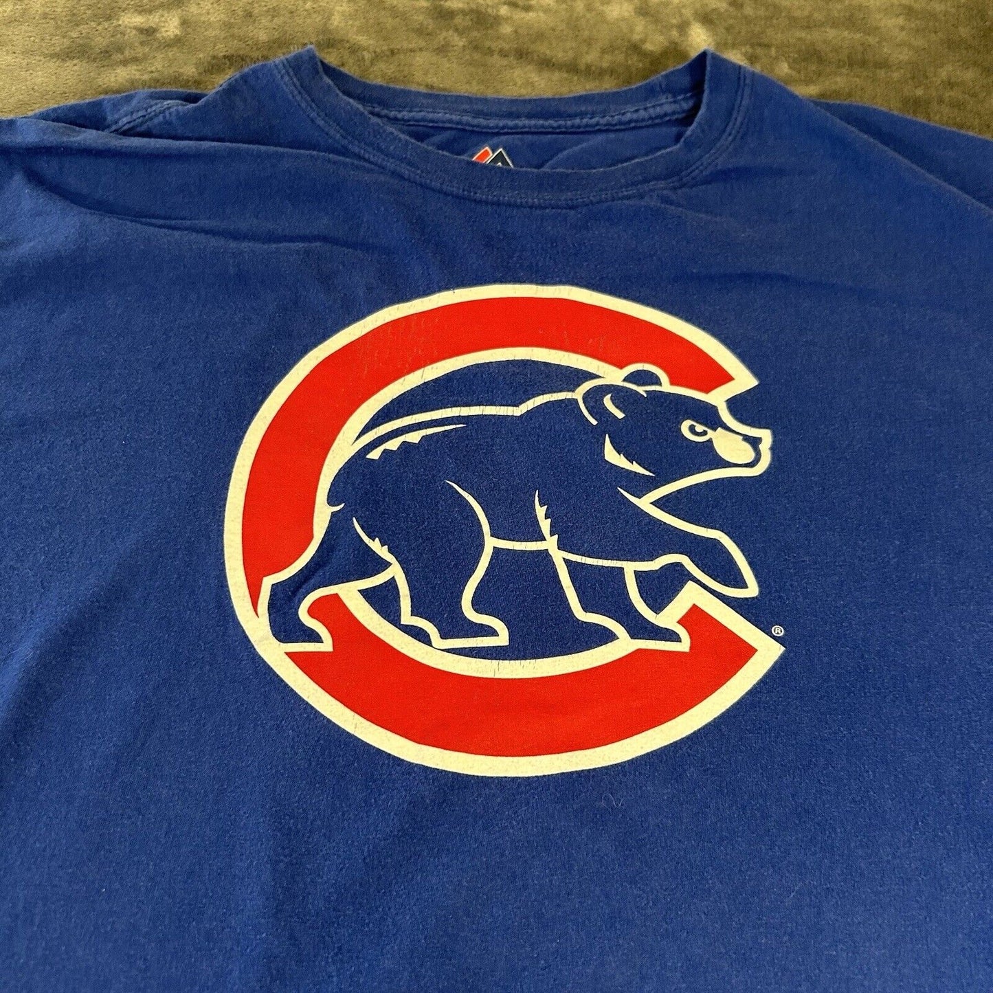 Chicago Cubs Shirt Mens XXL 2XL Blue Red Short Sleeve Baez MLB Baseball Majestic