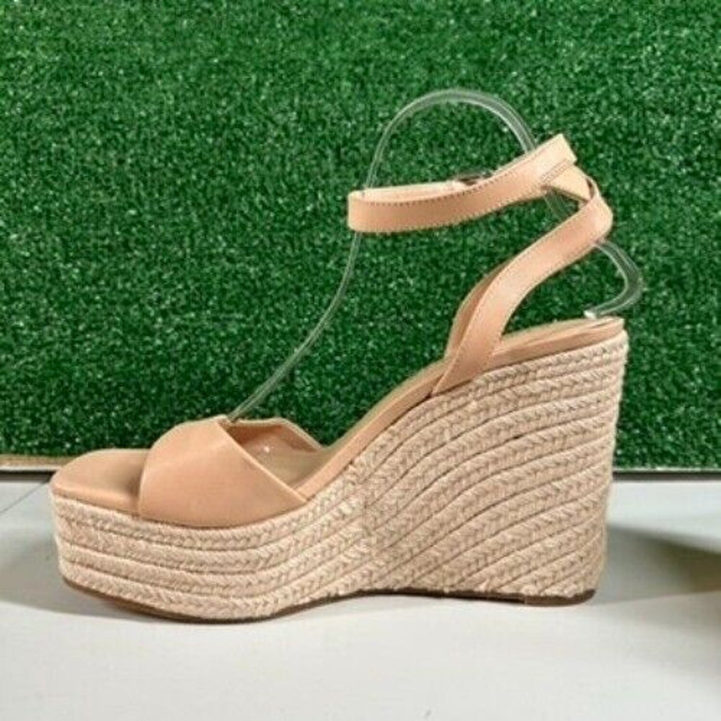 Gianni Bini Platform Espadrille Wedge Sandals Ankle Strap Beige Womens 11 M