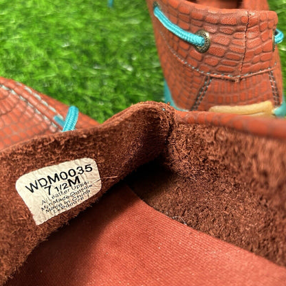 Twisted X Loafers Womens 7.5 M Red Blue Leather Boat Shoes crocodile Print Lace