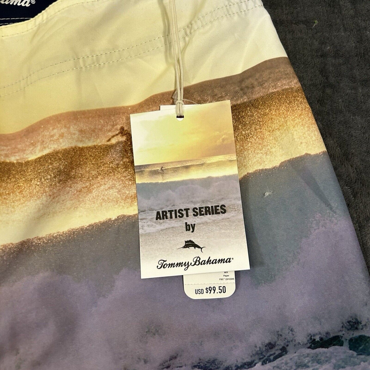 Tommy Bahama Board Shorts Mens 40" Yellow Blue Molokai Sunset Break Swim NEW