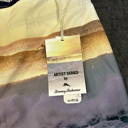 Tommy Bahama Board Shorts Mens 40" Yellow Blue Molokai Sunset Break Swim NEW