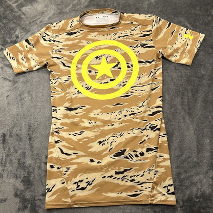 Under Armour Marvel Shirt Mens Medium Brown Black Camo Compression Heatgear Gym