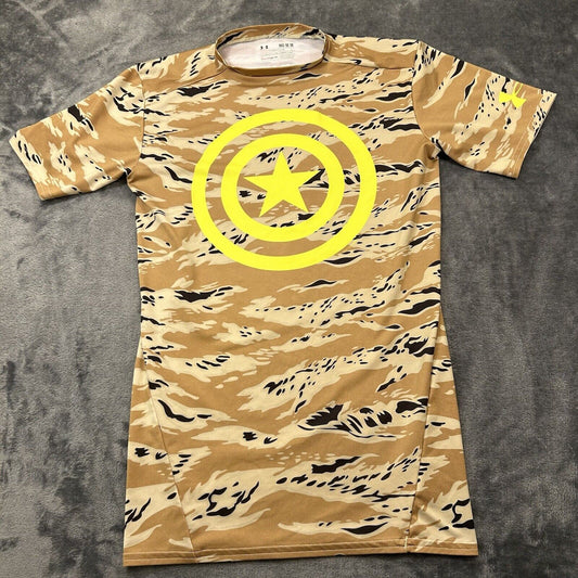 Under Armour Marvel Shirt Mens Medium Brown Black Camo Compression Heatgear Gym