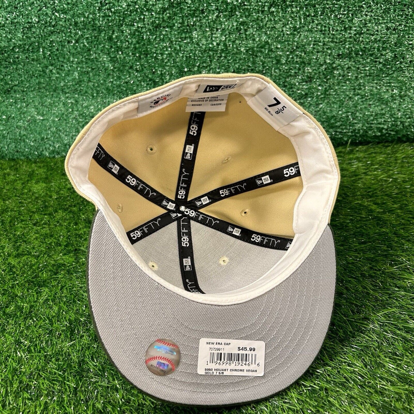 Houston Astros Hat Cap Mens 7 5/8 Beige Green Birchwood New Era Baseball MLB NEW