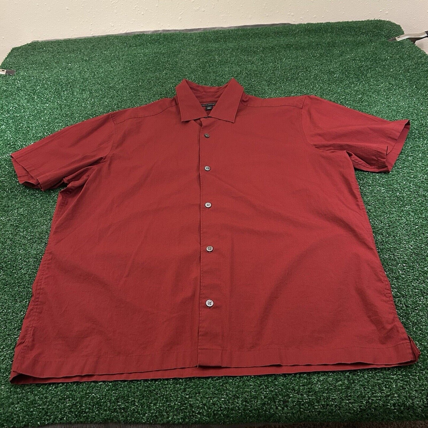 Banana Republic Shirt Mens Large Red Stretch Casual Button Up Short Sleeve