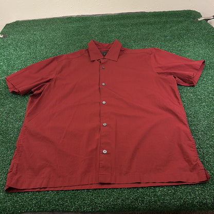Banana Republic Shirt Mens Large Red Stretch Casual Button Up Short Sleeve