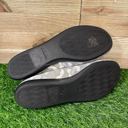 Clarks Cloudsteppers Carly Dream Loafer Womens 8 M Gray Camo Shoes Comfort