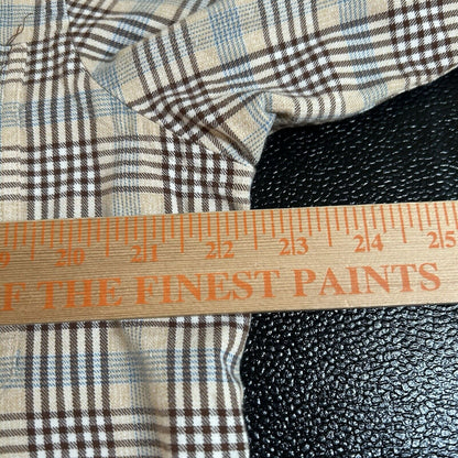 St Johns Bay Shirt Mens Medium Beige Blue Plaid Colorful Button Up Long Sleeve