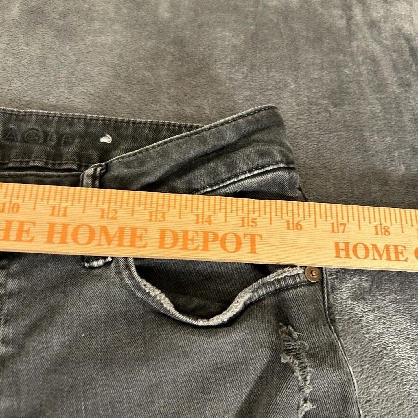 American Eagle Jeans Mens 32x32" Black Straight Denim Pants Distressed Ripped