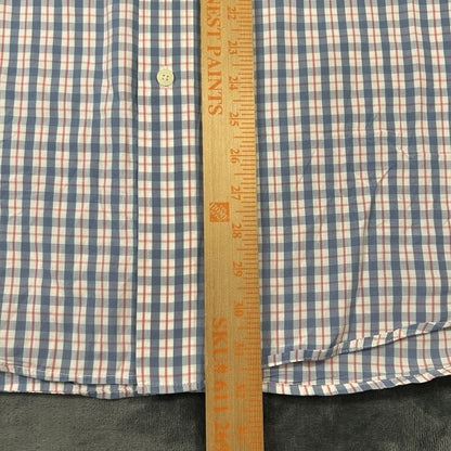 Fairway Greene Shirt Mens Large Blue White Red Check Button Up Long Sleeve Golf