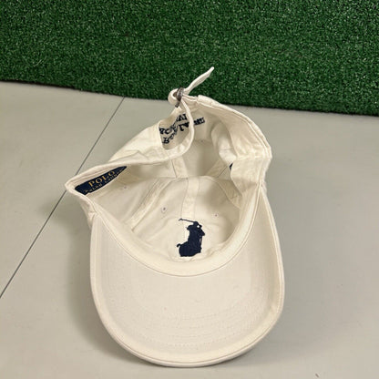 Polo Ralph Lauren Hat Cap Mens White Black Strapback Embroidered Cotton Preppy