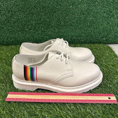 Dr Martens Oxford Pride Womens 9 White Leather Shoes Lace Up 27522 Preppy New