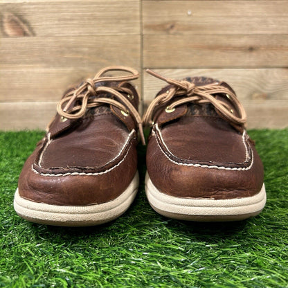 Sperry Top Sider Loafers Womens 10 M Brown Leather Boat Shoes Wool Casual 2 Eye