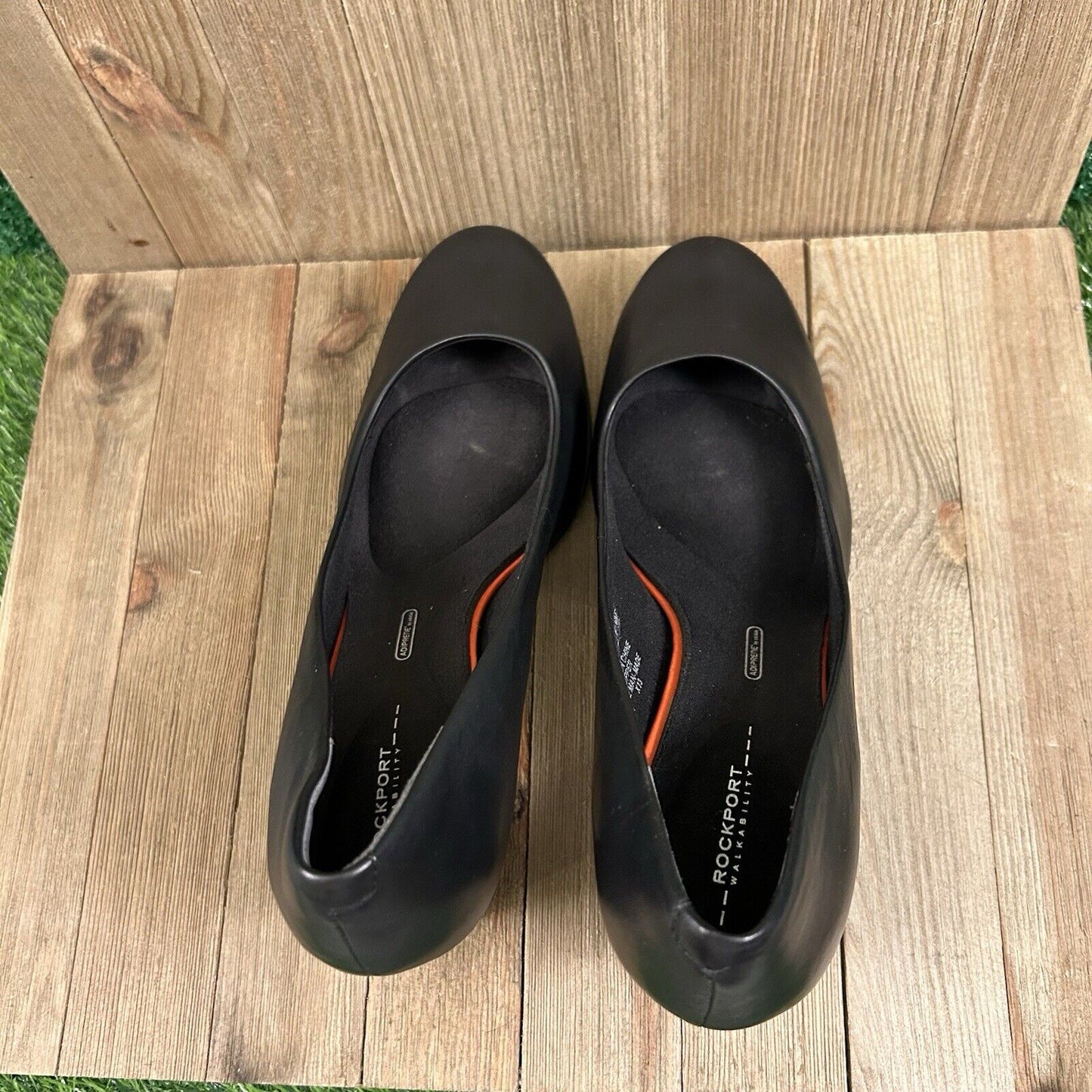 Rockport Total Motion Heels Womens 10 M Black Pumps Leather Slip On Comfort