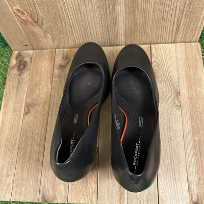 Rockport Total Motion Heels Womens 10 M Black Pumps Leather Slip On Comfort