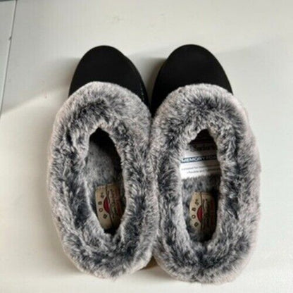 Skechers BOBS Faux Fur Clogs Mules Comfort Shoes Black Keepsakes Lite Womens 6