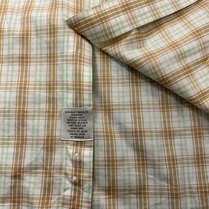 Peter Millar Shirt Mens Large Brown White Plaid Button Up Long Sleeve Casual