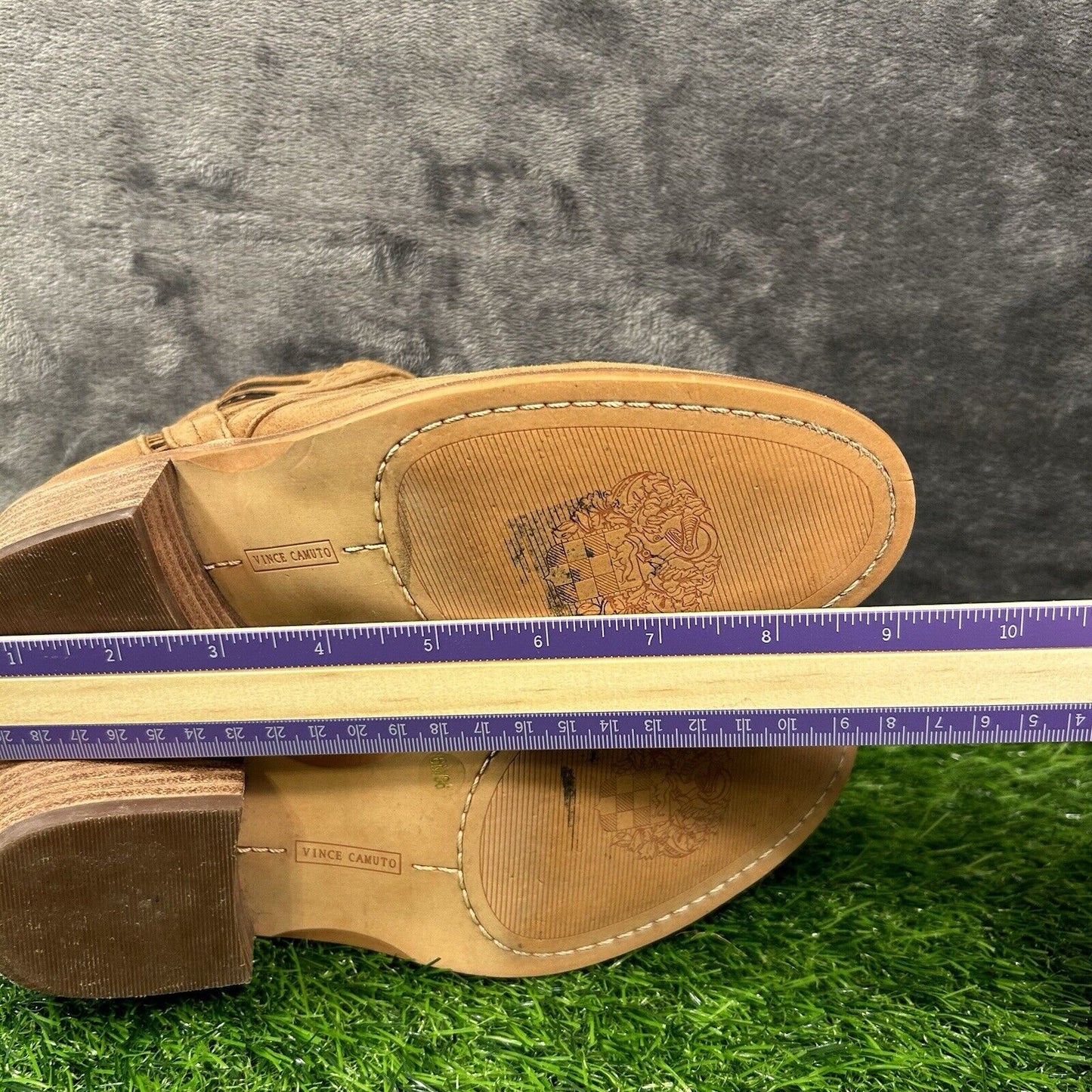 Vince Camuto Pimmy Boots Womens 6 M Brown Leather Ankle Booties Zip Up Heeled