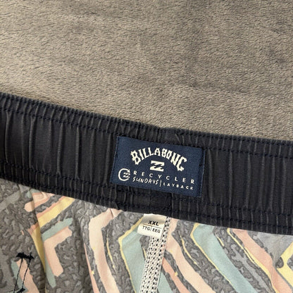 Billabong Board Shorts Men XXL 2XL 38" Blue Black Striped Drawstring Boardie NEW