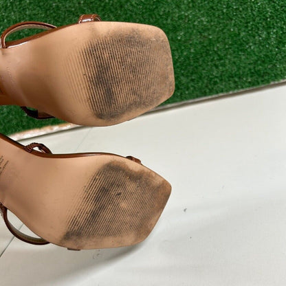 Steve Madden Gracey Brown Heeled Sandals Strappy Square Toe Heels Womens 6.5 M