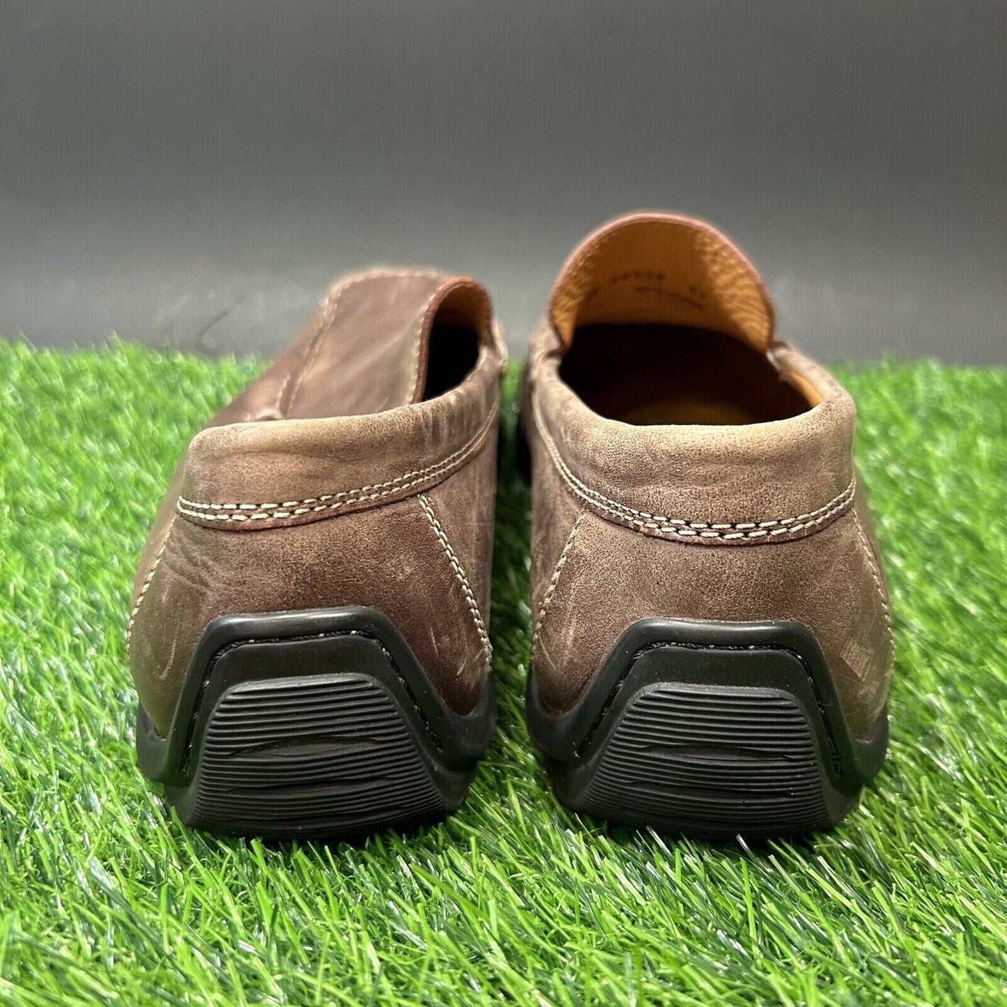 ECCO Loafer Mens 9 Brown Shoes Leather Slip On Casual Driving Comfort Square Toe