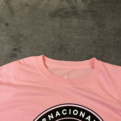 International Miami Messi Shirt Mens Large Pink Short Sleeve Soccer Fanatics NEW