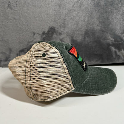 Lookout Mountain Trucker Hat Cap Mens Snapback Green Tan Patch Logo Adjustable