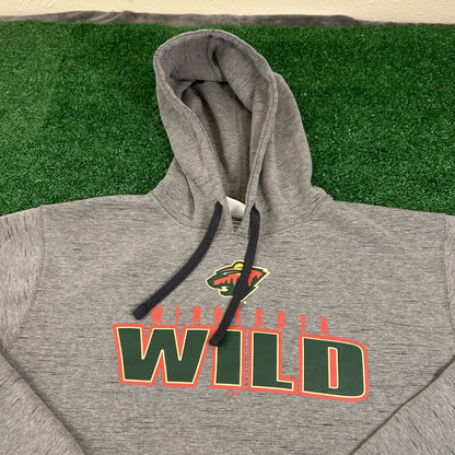Minnesota Wild Sweater Mens Large Gray Hoodie Pullover Sweatshirt Champion NHL
