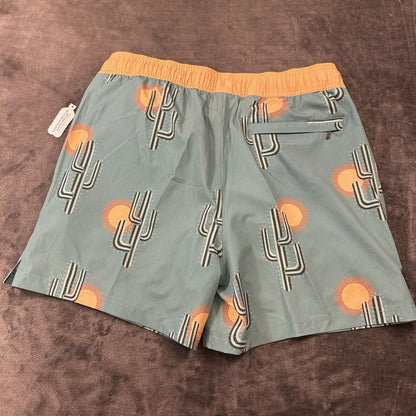 ROWM Swim Shorts Men Large 33" Green Cactus Boardies Quick Dry Drawstring NEW