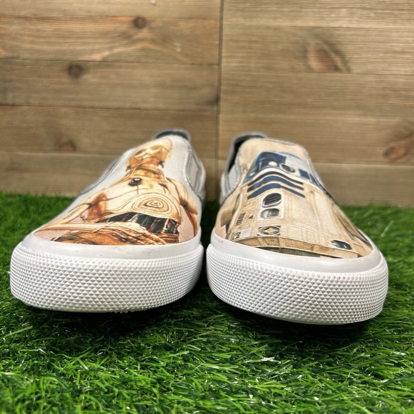 Sperry Star Wars Mens 10.5 White Graphic Shoes Sneakers Slip On R2D2 C3PO Casual