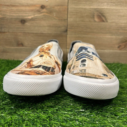 Sperry Star Wars Mens 10.5 White Graphic Shoes Sneakers Slip On R2D2 C3PO Casual