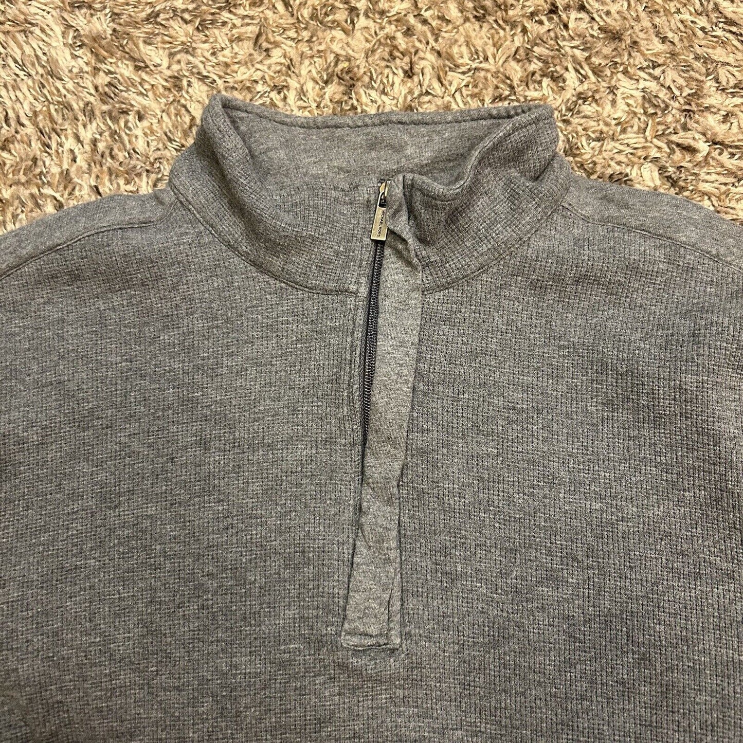 Michael Kors Sweater Mens Extra Large Gray Pullover Quarter Zip Sweatshirt