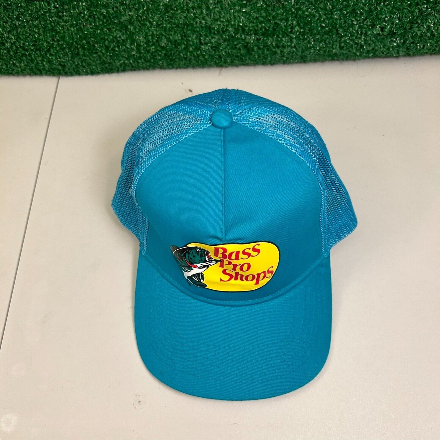 Bass Pro Shops Trucker Hat Cap Mens Snapback Blue Canvas Outdoor Meshback