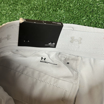 Under Armour Golf Shorts Mens 40" Gray Flat Front Bird Print Water Resistant New