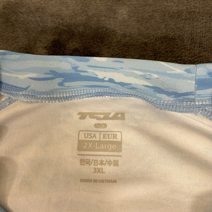 TSLA Shirt Mens XXL 2XL Blue Long Sleeve Digital Camo Athletic Casual Colorful