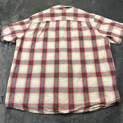 Carhartt Shirt Mens Extra Large White Red Plaid Button Up Short Sleeve Flap