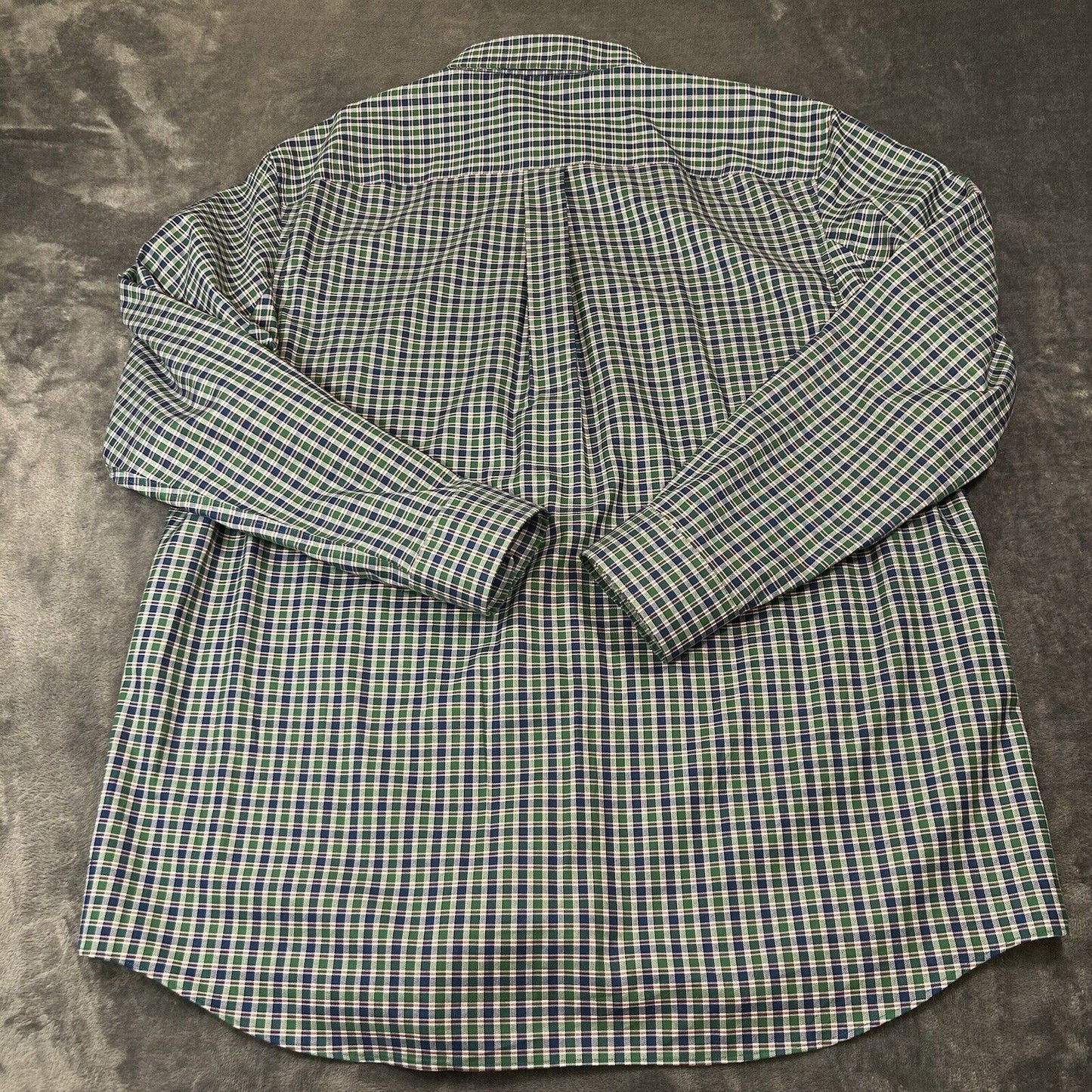 Duluth Trading Shirt Men Large Green Blue Check Button Up Long Sleeve Colorful