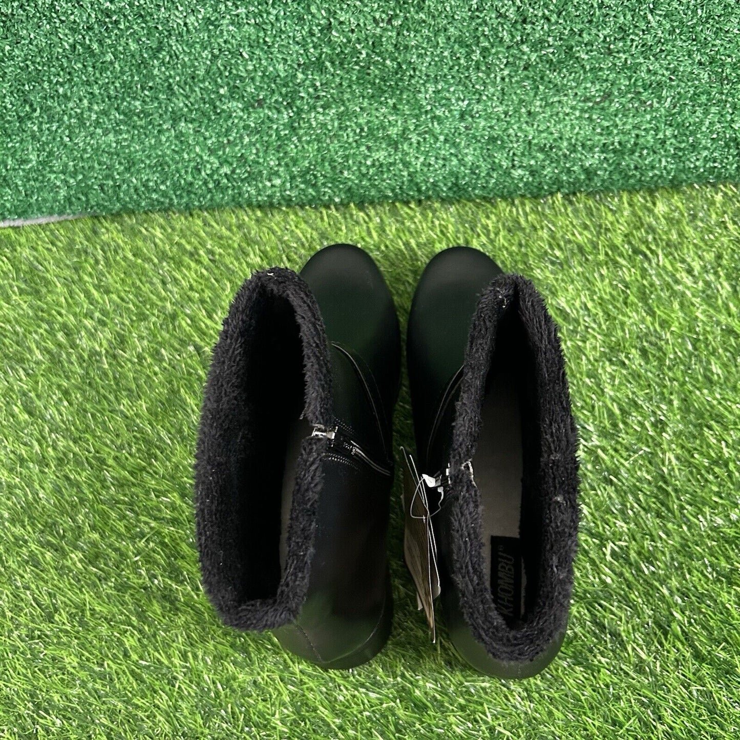 Khombu Madison Boots Womens 8.5 M Black Ankle Fur Lined Warm Outdoor Zip New