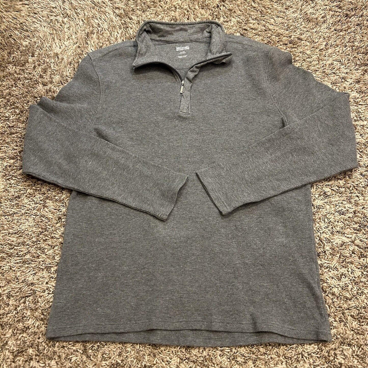Michael Kors Sweater Mens Extra Large Gray Pullover Quarter Zip Sweatshirt