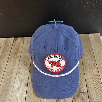 Chevrolet Camaro Baseball Hat Cap Mens Snapback Blue Z28 '74 Patch Rope NEW