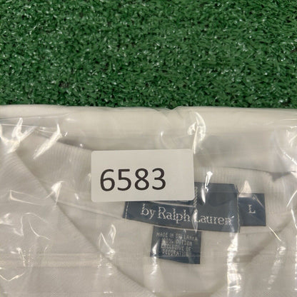 Polo Ralph Lauren Polo Shirt Mens Large White Navy Short Sleeve Golf Work Pony