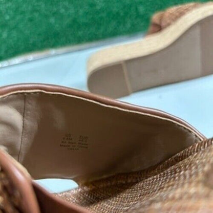 Sam Edelman Celia Woven Espadrille Platform Slides Brown Strap Womens 9.5 M