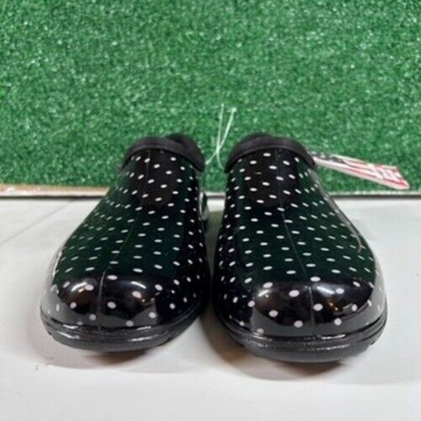 Sloggers Waterproof Garden Shoes Clogs Polka Dot Rain Shoe Black White Womens 10