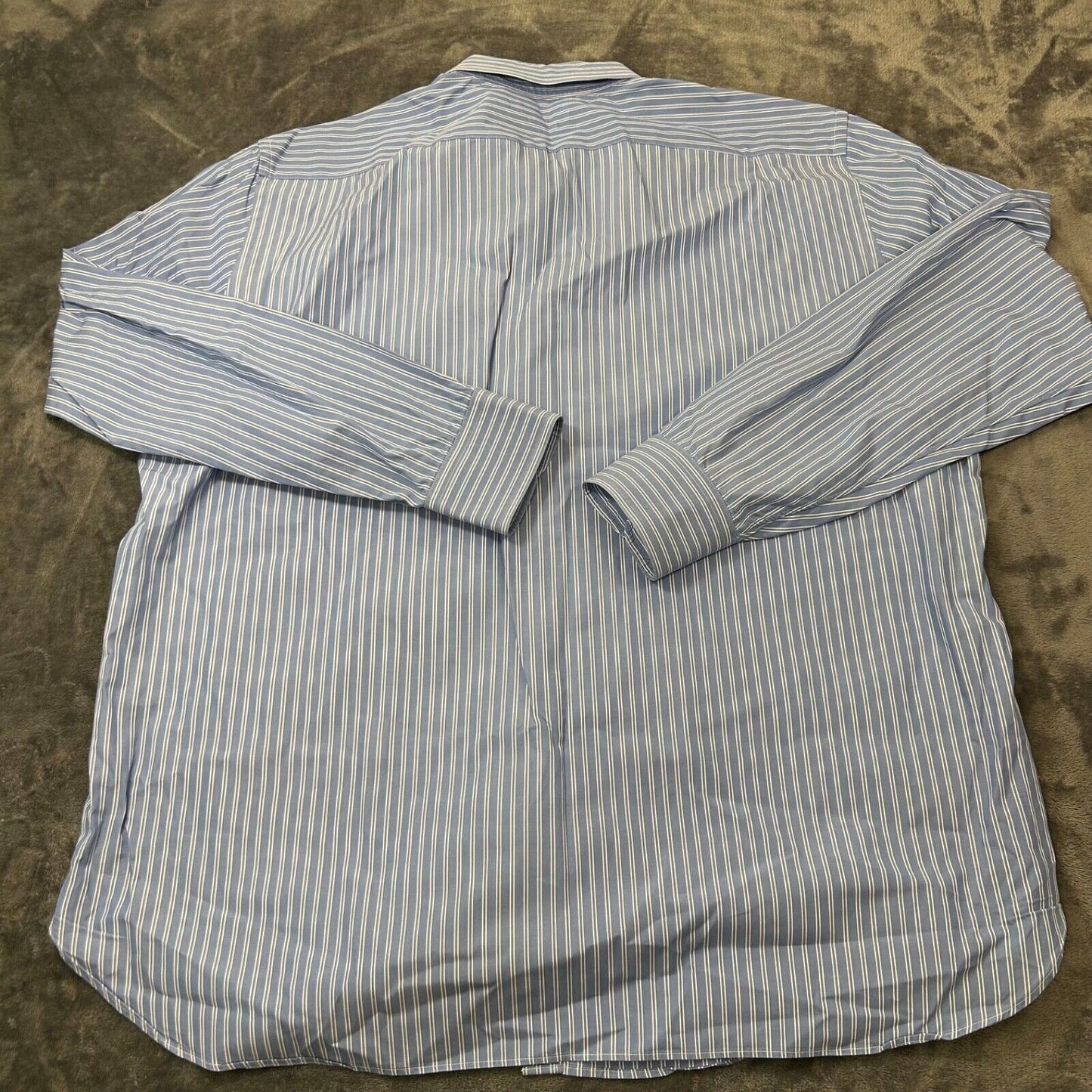 J Crew Shirt Mens Extra Large 17 17.5 Blue White Striped Button Up Long Sleeve