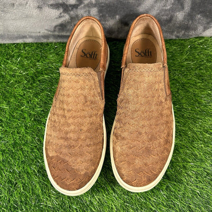 Sofft Somers III Womens 8.5 M Brown Leather Shoes Sneakers Slip On Casual Work